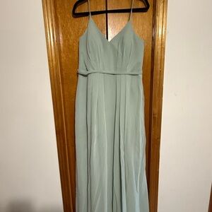 Azazie Green Maxi Gown with Spaghetti Straps